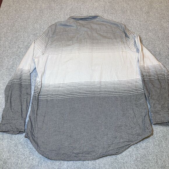 American Eagle Men’s Flannel Grey/White Button Down Long Sleeve Serape XL Tall - Picture 10 of 11